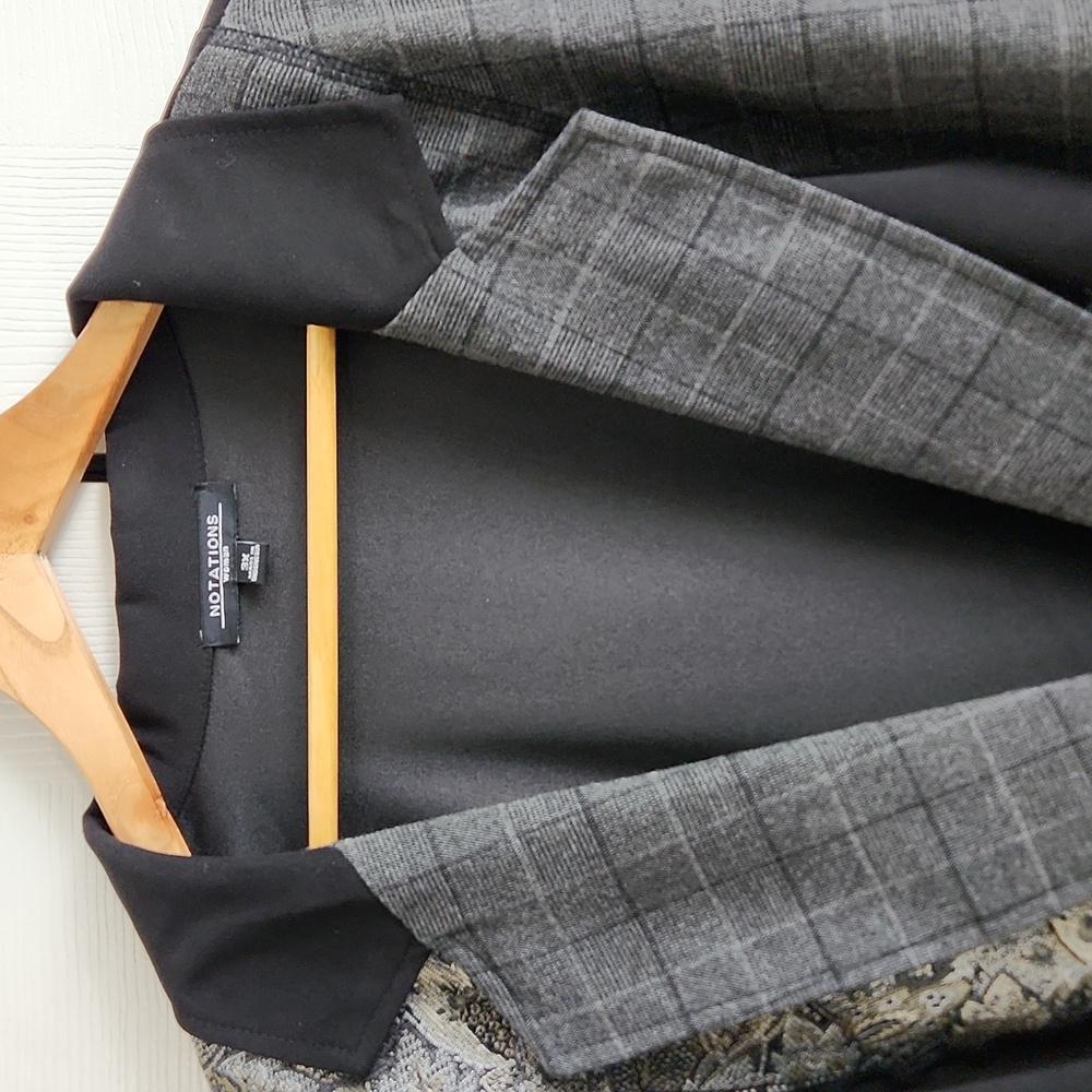 Vintage Notations Gray Patchwork One Button Blaze… - image 6